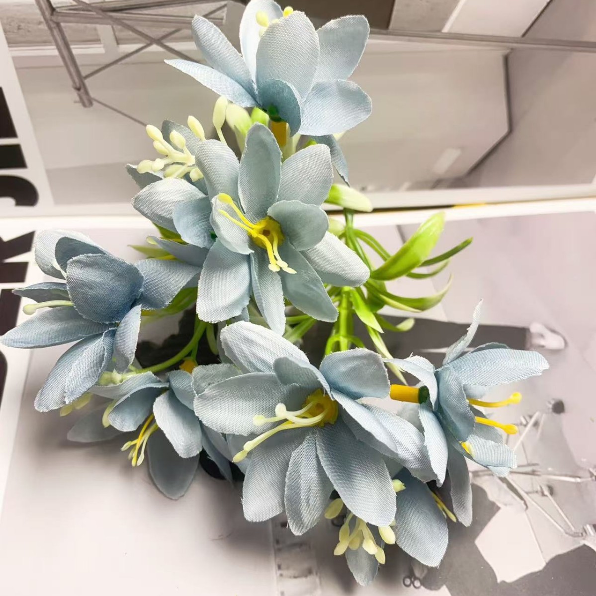 仿真3叉小把花束绢花簪花发饰配件手工diy婚庆手腕花拍照清新
