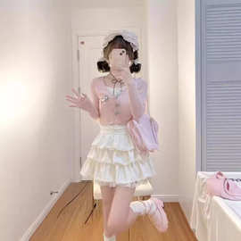蓬蓬半身裙女2024秋冬高腰公主显瘦荷叶边蛋糕裙短裙防走光a字裙