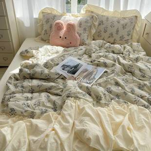 2025 New French Pastoral Style Lace Plain Brocade Washed Cotton Summer Quilt