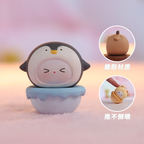 Soft fufu cute pet tumbler cute hard enamel small ornaments home living room desktop decoration doll light luxury ornaments
