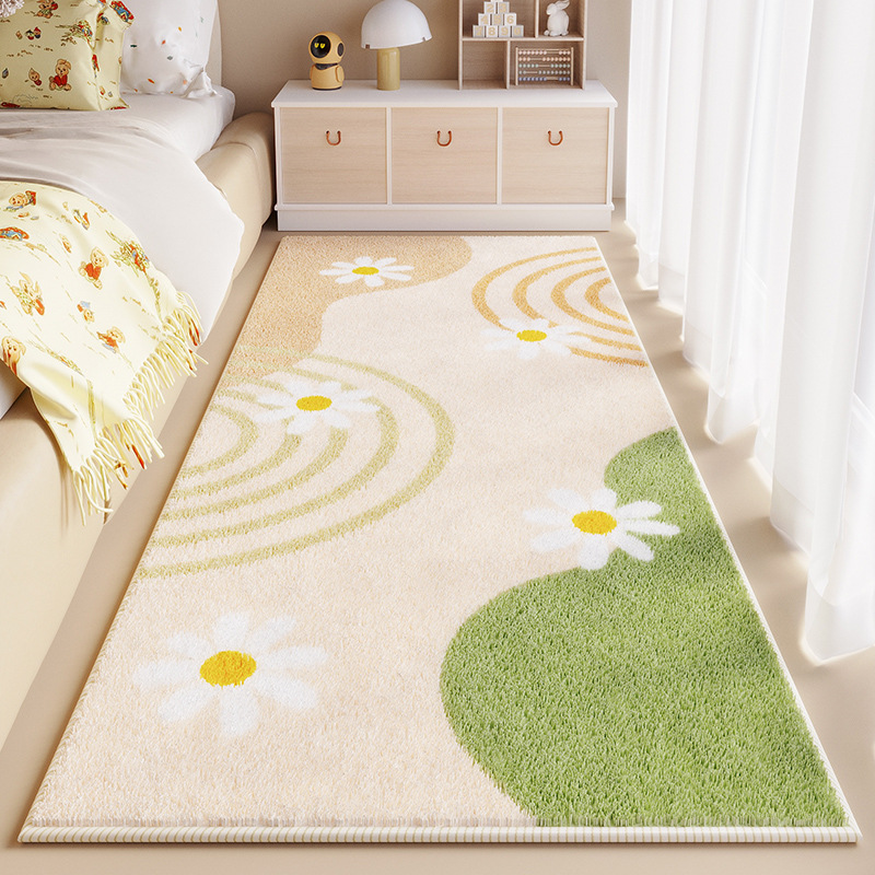 ins風家用仿羊絨地毯可坐可臥臥室床邊毯房間防滑耐磨易打理地毯