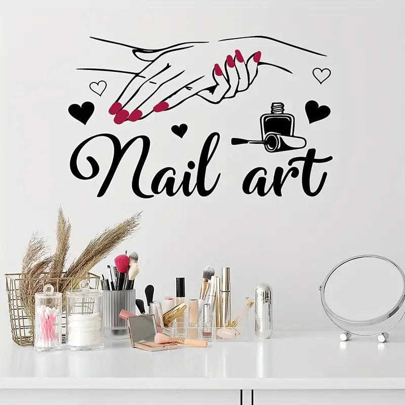 Nail Art Heart Nail Polish Carved Wall Decal Self-Adhesive Beauty Salon Decoration Export Direct Sales Sv621