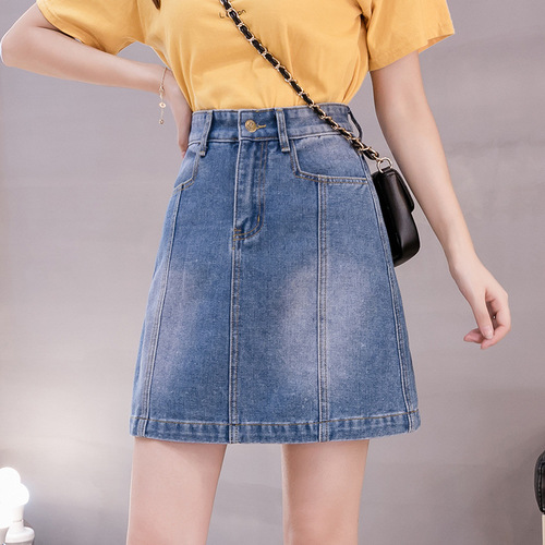Jeans short skirt A-line mid-rise slimming female student Korean style casual new summer thin model