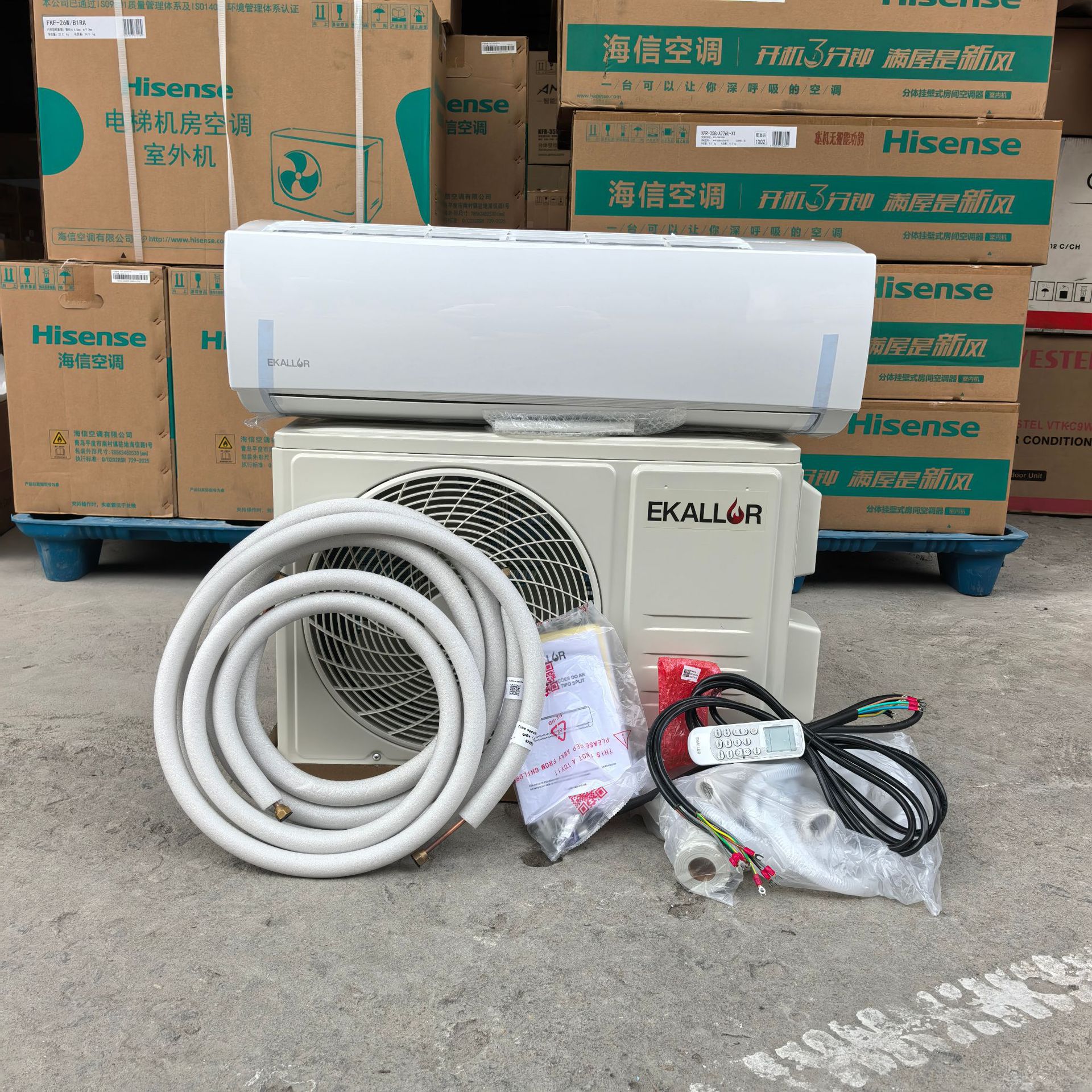 Eksport darajasidagi devorga o'rnatiladigan konditsioner, 12000btu, 1.5HP, 220V ~ 50/60Hz inverter turi.