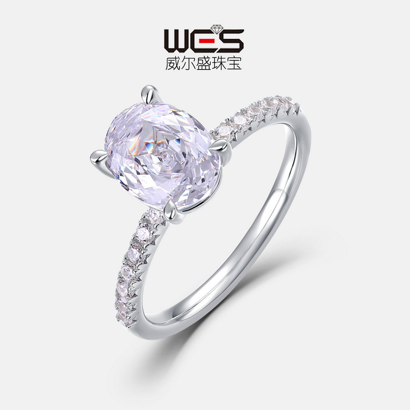 Cross-border new pigeon egg color treasure ring female S925 Silver Millennium rose cut color zirconium engagement finger ring fashion simple