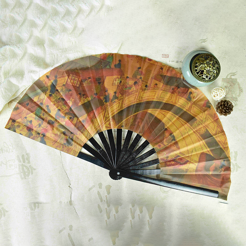 33CM ventilador de kung fu ventilador de kung fu grande ventilador de tai chi ventilador de kung fu diseño personalizado impresión de patrón al por mayor ventilador de viento chino