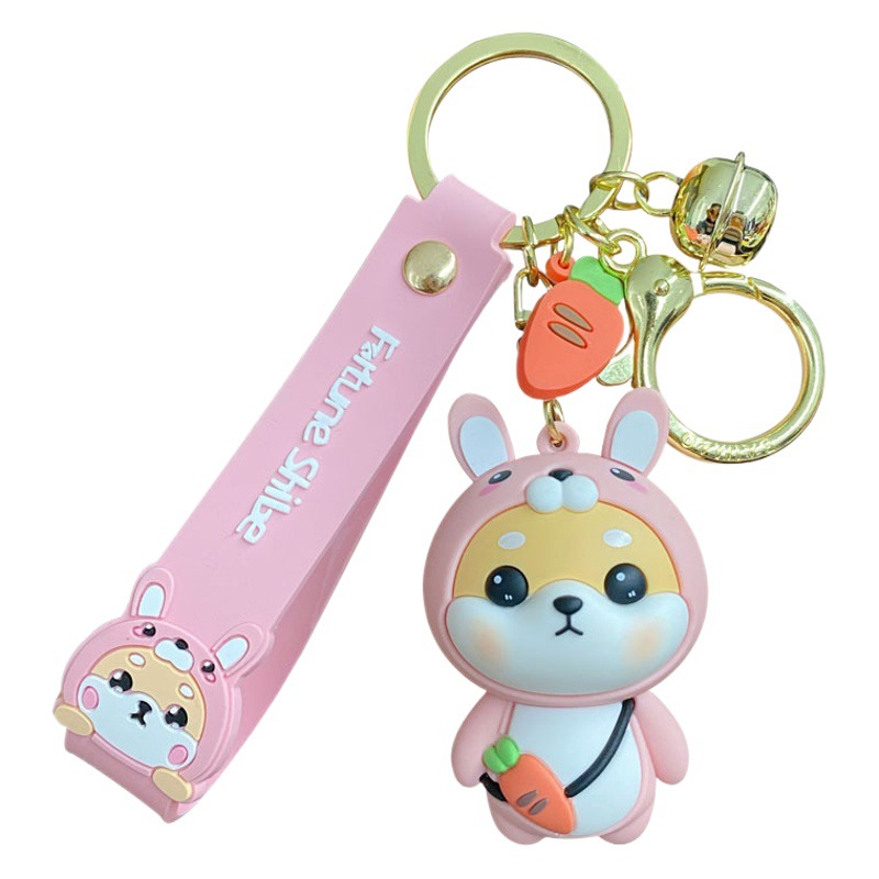 Genuino creativo dibujos animados Xiaocai Chai doce Zodiaco hombres y mujeres llavero del coche lindo Chai Xiaohu conejo mochila colgante