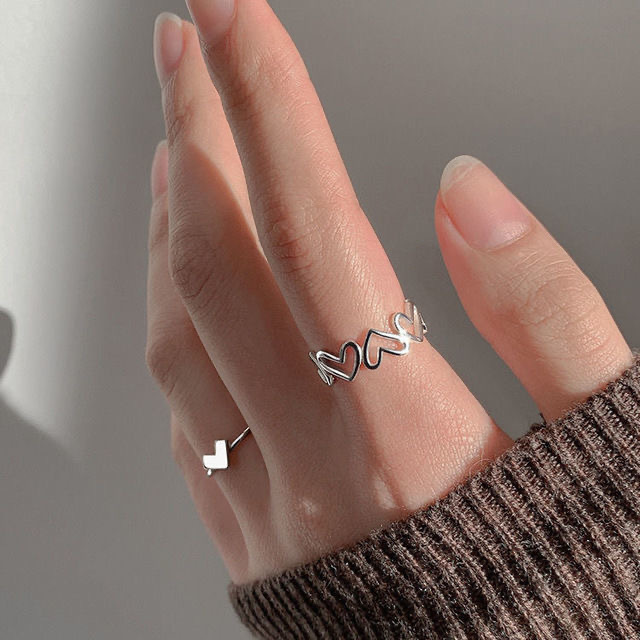 Heart-shaped Ring Set For Women, Stylish Open Design Designer Rings_voghion.com