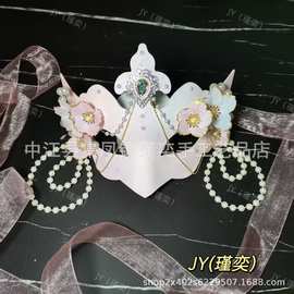 面具原创手工珠花樱花半脸狐狸猫脸不夜城景区摆摊汉服配饰面罩