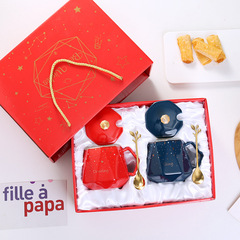 Cup souvenir gift starry sky ceramic mug gift box with lid spoon water cup supports LOGO printing