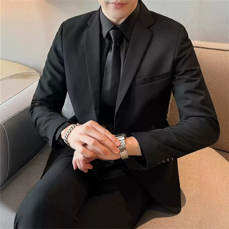 西服外套男士修身套装高级感休闲商务职业正装痞帅伴郎礼服小西装|undefined