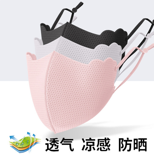 Mesh breathable children's ice silk adjustable and washable sunscreen eye protection mask cross-border new model