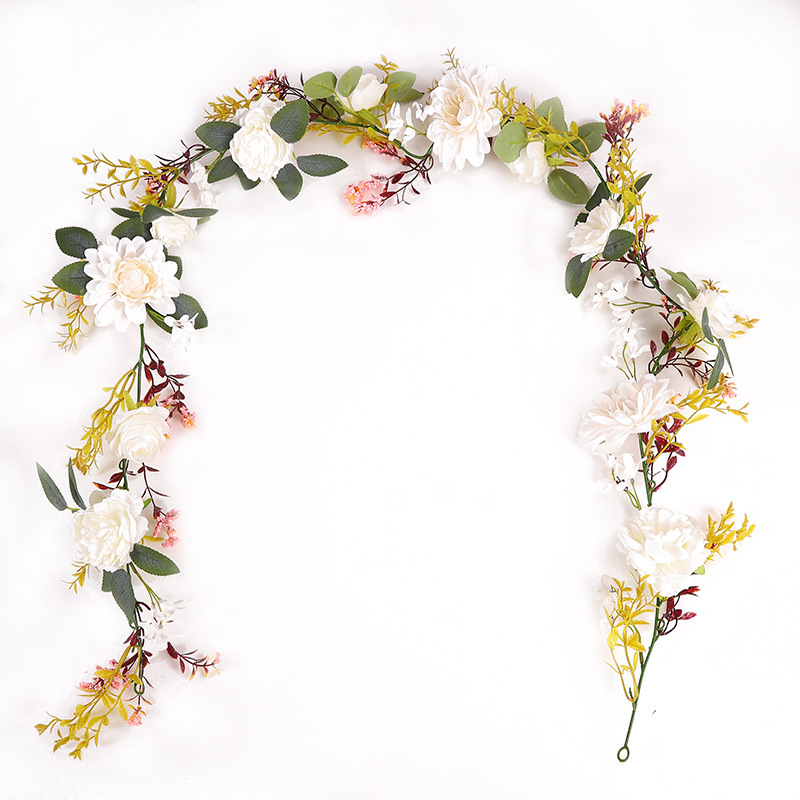 Transfronteriza artificial vid de rosa boda europea y americana decoración de flores artificiales arco fábrica al por mayor artificial rosa flor de ratán