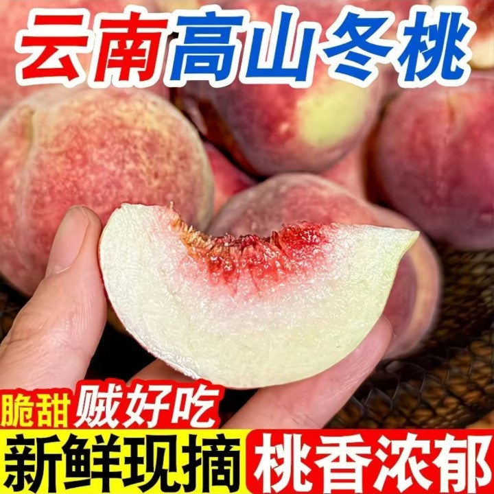 云南冬桃蜜桃5斤冬桃水蜜桃毛桃当季水果新鲜桃子整箱包邮