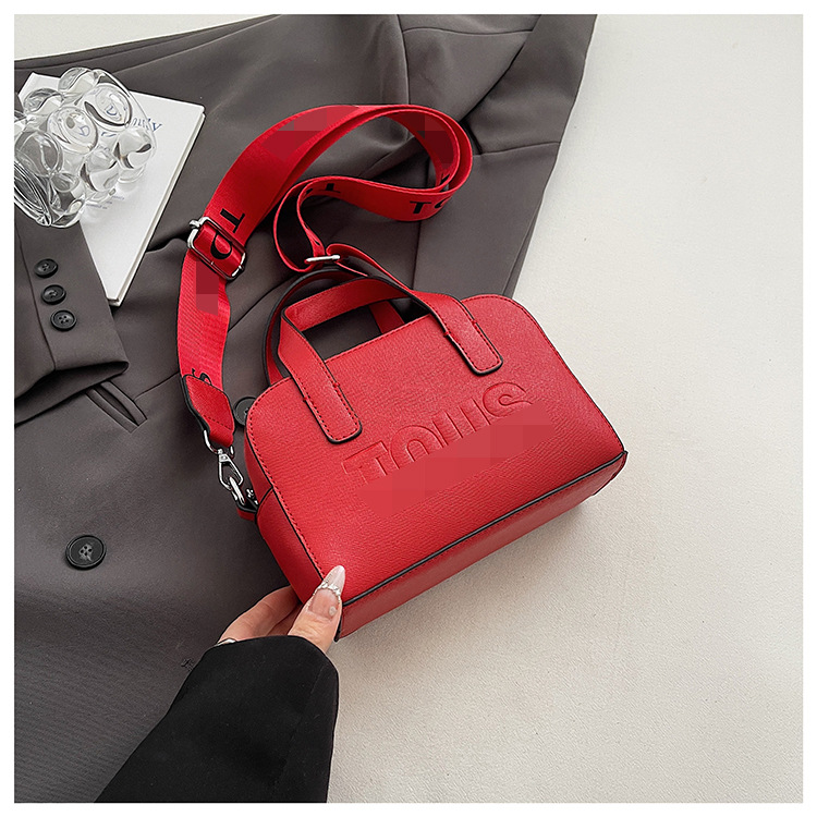 Bolso de mano con letras transfronterizas para mujer bolso Boston de gran capacidad color puro estilo occidental retro cuero suave temperamento moda bolso diagonal