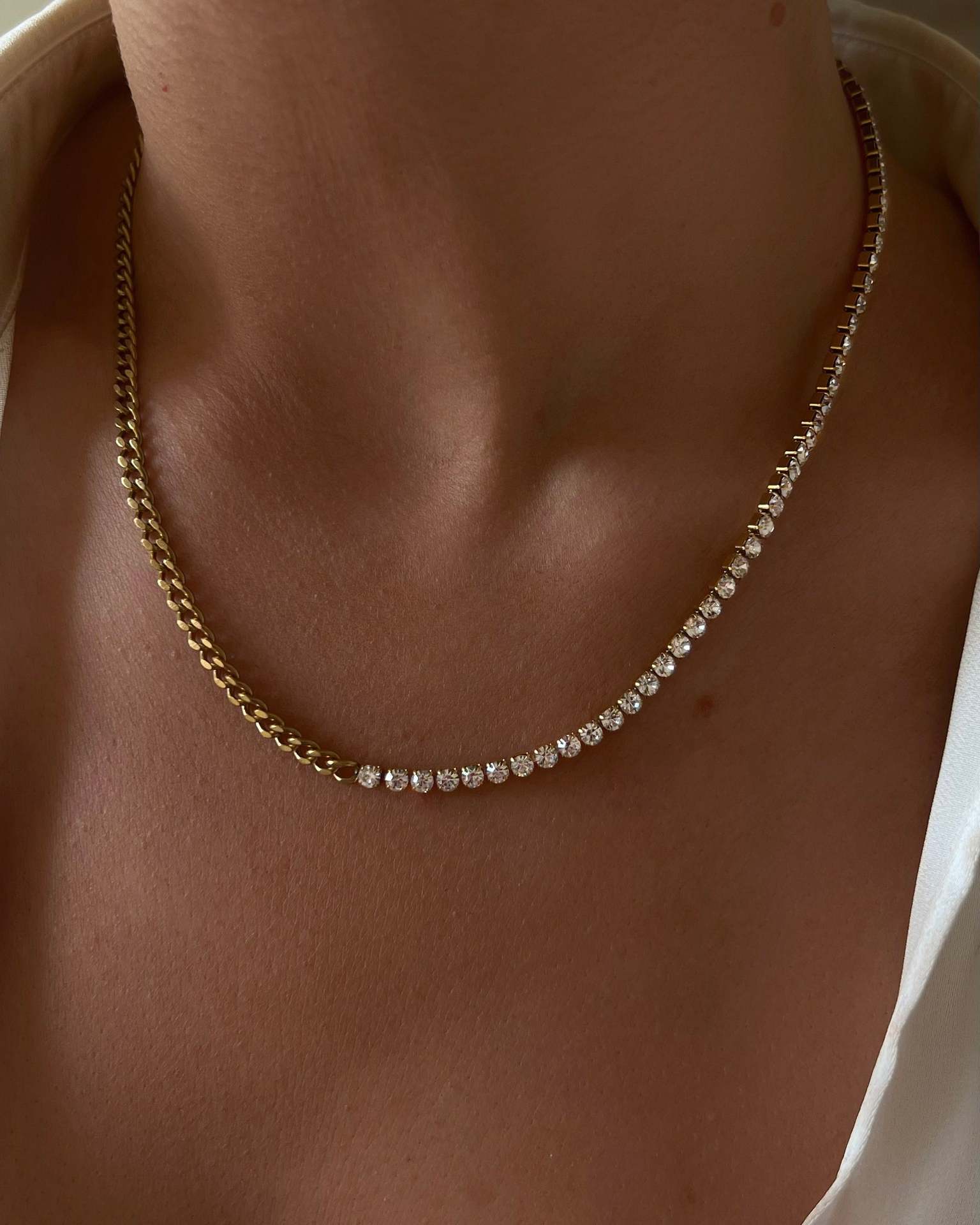 1 Piece Quantity Wholesale Glam Solid Color Titanium Steel Zircon Necklace
