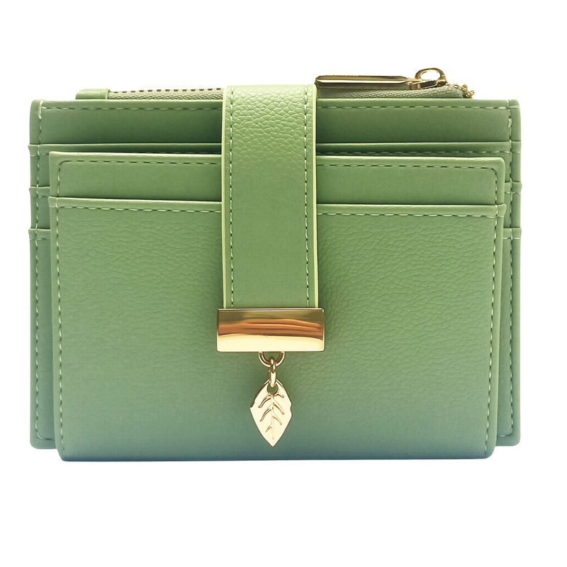 New Cross-Border Model: Simple Retro Leaf Pendant Women's Card Holder, Minimalist Light Luxury Card Holder, Coin Purse, Spring Edition