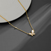 Brand diamond pendant stainless steel, small design accessory, European style, 18 carat, does not fade