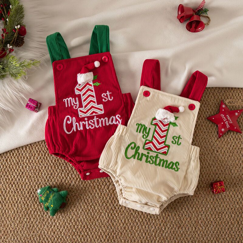 Cross-Border New Christmas Corduroy Sleeveless Romper for Baby Girls, Cute Embroidered Baby Jumpsuit Cross-Border New Christmas Corduroy Sleeveless Romper for Baby Girls, Cute Embroidered Baby Jumpsuit