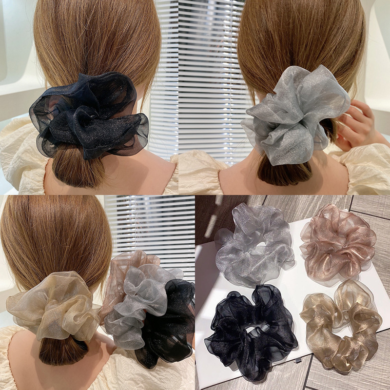 Fashion Solid Color Gauze Hair Tie 1 Piece display picture 1