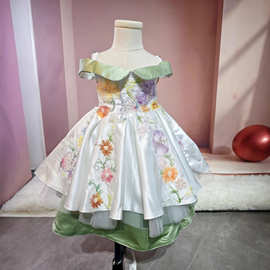 女童礼服公主裙2025新款生日宴会钢琴演出服儿童礼服纱裙工厂批发