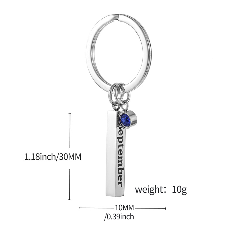 11g Weight Birthstone Inlay Material Simple Style Letter 201 Stainless Steel Inlay Birthstone Unisex Unisex Keychain