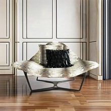 轻奢单人沙发椅豪华别墅家用海星椅现代创意时尚豹纹布艺休闲躺椅