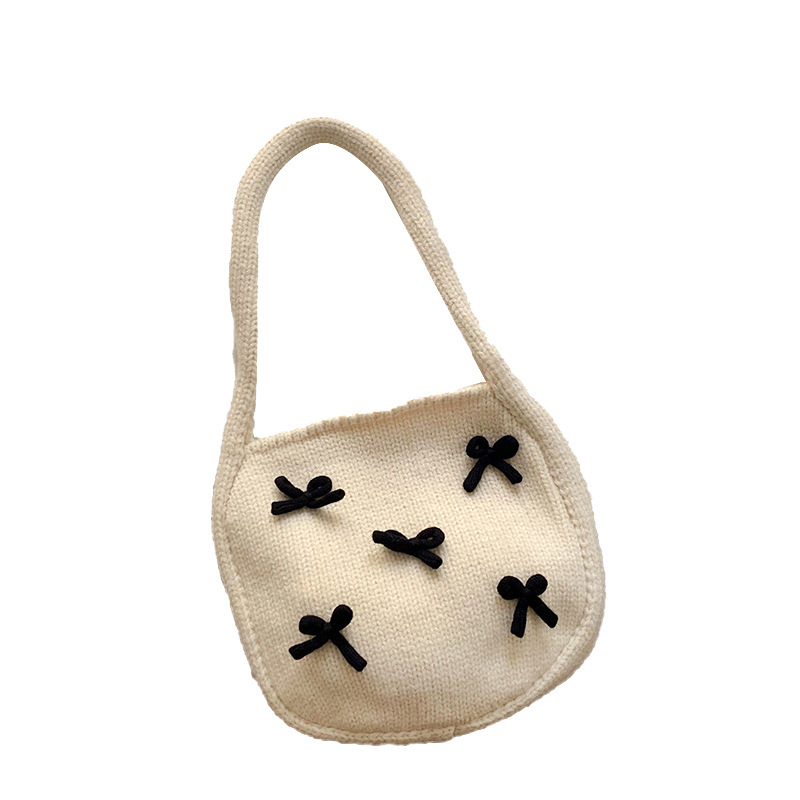 Bolsa de mano de mujer otoño / invierno nuevo estilo coreano atmósfera arco rojo tejido bolso de hombro lana