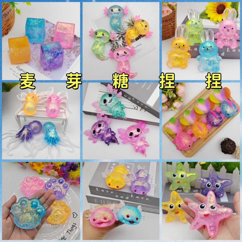 Cross-border sale of maltose animal salamander pinch music simulation capybara cartoon gold powder cat claw decompression toy factory