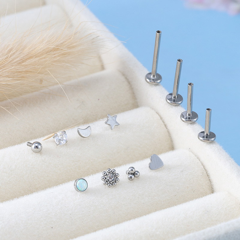 6-12mm Stainless Steel Internally Threaded Lip Studs and Ear Bone Studs with Multiple Replacement Heads - Piercing Jewelry detail image 5