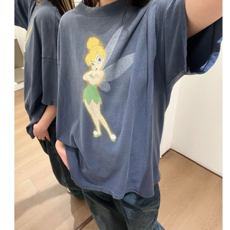 Jennie's Same Style Washed Vintage Elf Print Short-Sleeve T-Shirt for Women, 2026 Summer New Niche Design T-Shirt Jennie's Same Style Washed Vintage Elf Print Short-Sleeve T-Shirt for Women, 2026 Summer New Niche Design T-Shirt