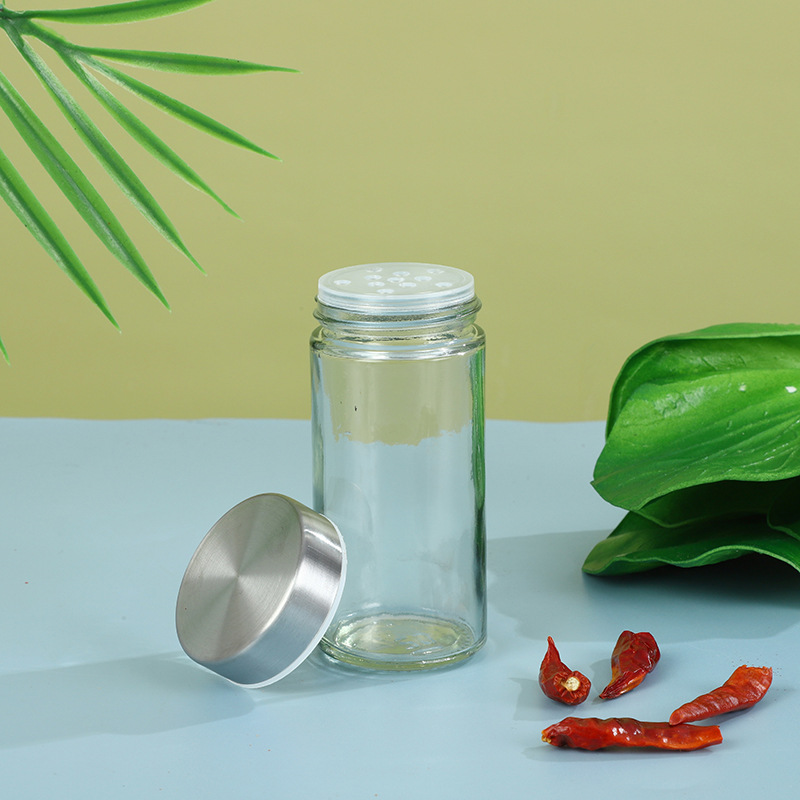 Cocina condimento tarro de almacenamiento traje hogar portátil barbacoa esparcidor con tornillo tapa vidrio condimento tarro conjunto completo
