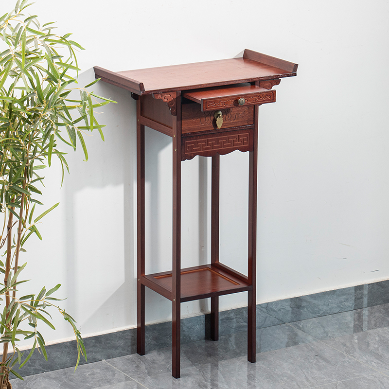 New Chinese-Style Altar for Home Use, Featuring a Standing Buddha Statue, Guanyin Statue, and Entrance Shrine