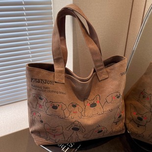 Korean Style Large Bag Women's 2025 New Casual Versatile Tote Canvas Bag Large Capacity Commuter Shoulder Bag