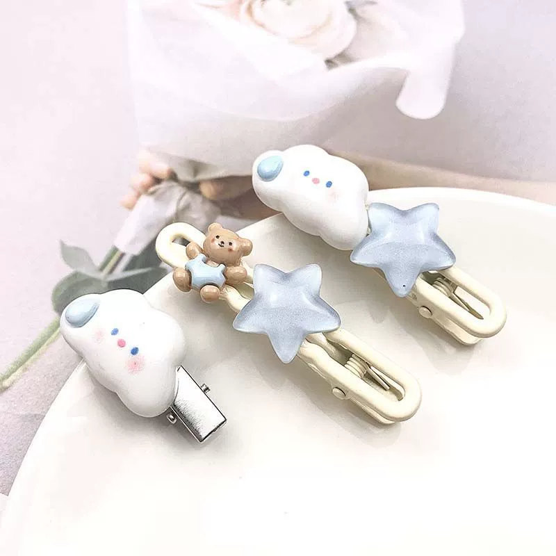 Заколки hairpins brand Cute для челки, пастельные мишки и звёзды, наборы