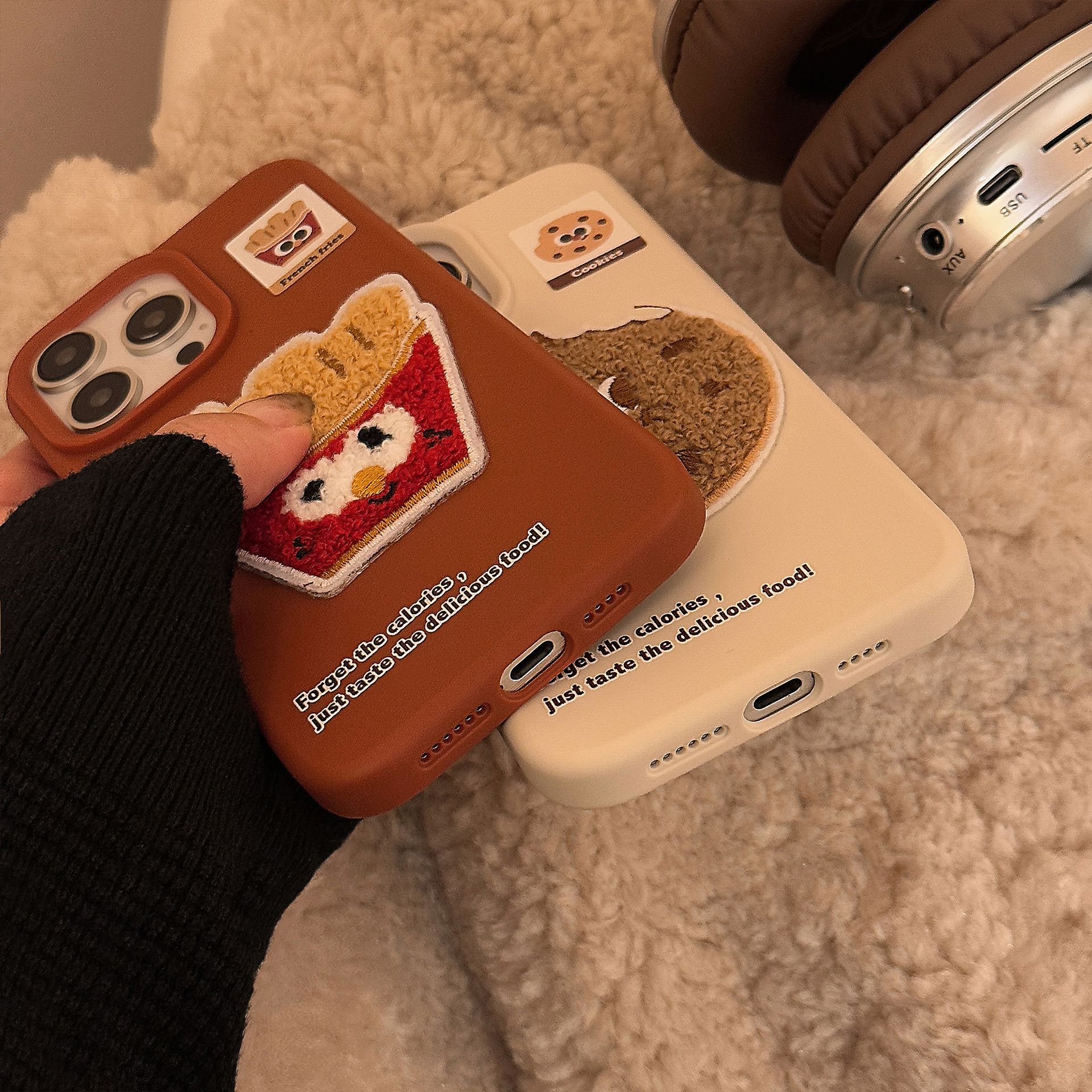 55g Weight iPhone Applicable Brands Phone Cases Classification tpu Material Donuts, French Fries, Cake Pattern Cute Style Embroidery Craft Tpu Donuts French Fries Cake Embroidery Cute Phone Cases Phone Accessories 3