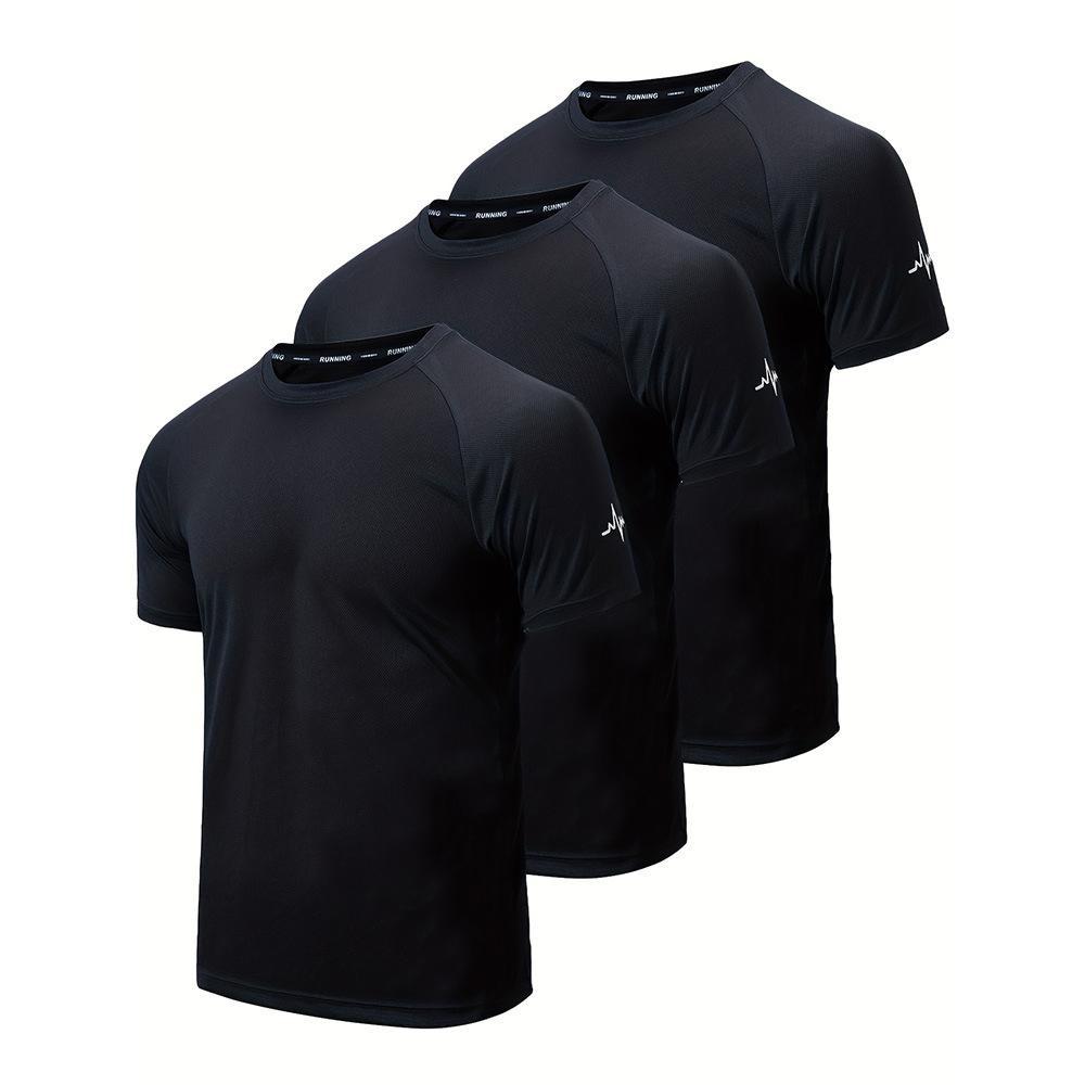 Men's Quick-Dry Performance T-Shirts 3-Pack - Moisture-Wicking Gym & Running Shirts With Breathable Fabric_voghion.com