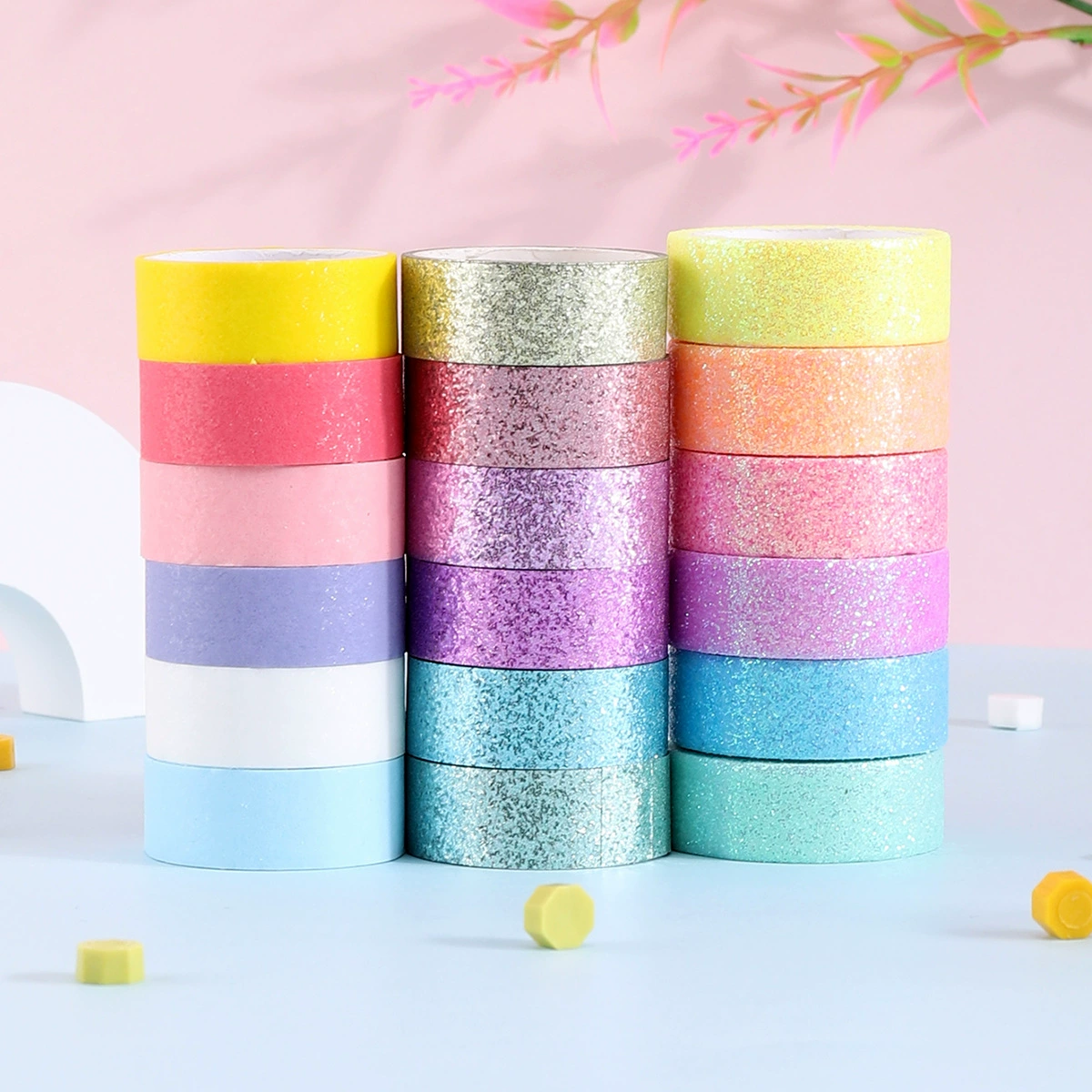 Цветная лента с луком и бумага с порошковой лентой