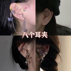 レトロバタフライイヤーカフ、ピアス不要、女性用、クールなスタイル、イヤリング、イヤーアクセサリー、イヤーカフ、女性用、多用途、インスタイル