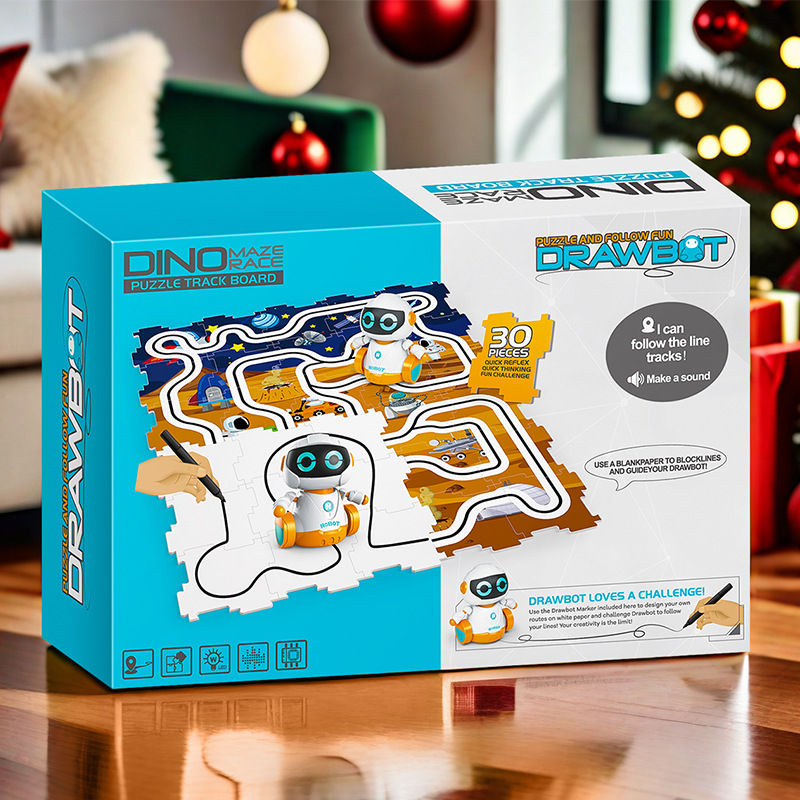 <Underlined Puzzle> Brinquedo Educacional de Programação para Jardim de Infância com Som e Luz Atacado Transfronteiriço Track Robot