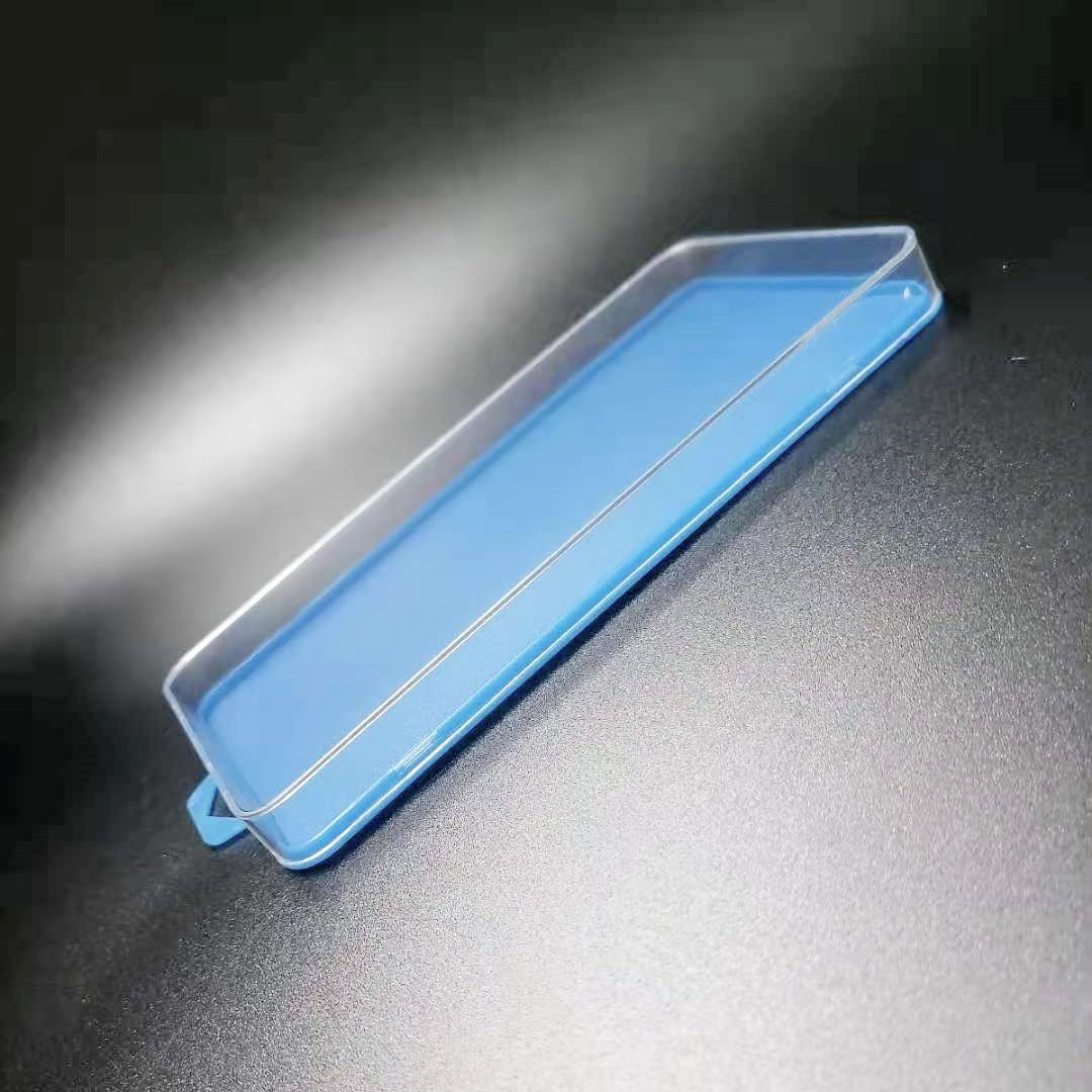 手机钢化膜三角挂钩塑料水晶盒钢化膜上下盖亚克力透明包装盒现货