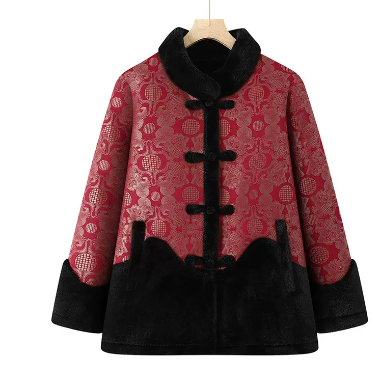 中年妈妈冬装加绒加厚外套2025新款女士水貂绒棉衣中老年保暖衣服