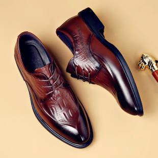 Factory Direct brogue carved men's shoes business casual shoes British versatile breathable leather handmade leather shoes wedding shoes