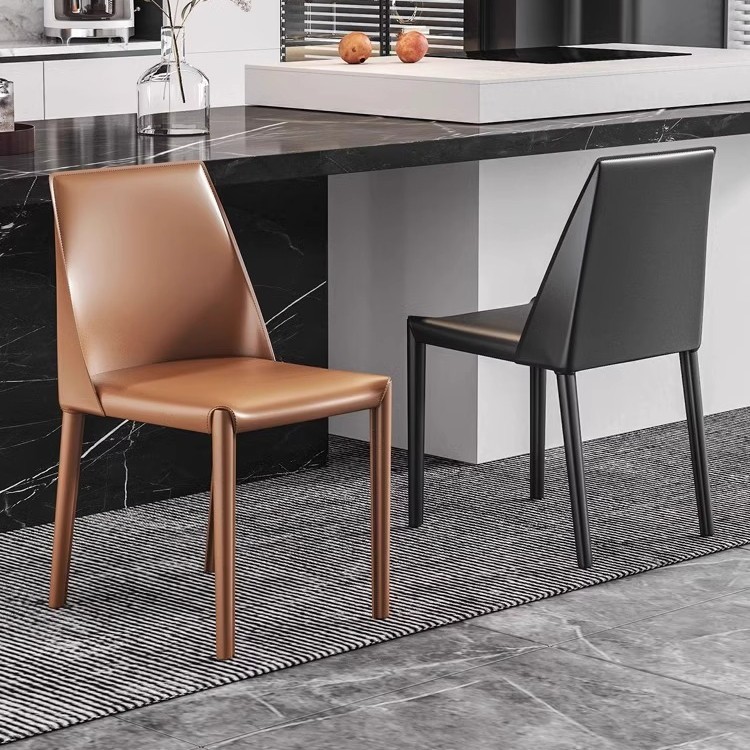 silla de sillón de mesa de comedor en el hogar silla de diseño taburete minimalista silla de comedor de cuero italiano al por mayor mesa de comedor de lujo ligera