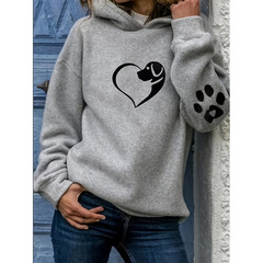 2025新款休闲跨境直供女士卫衣Dog & Heart狗狗爱心印花连帽卫衣