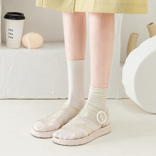 Pure Color Women's Socks, Thin Ice Socks, Summer Mid-Calf, Velvet Japanese Style Pile Socks, Breathable Candy Socks Wholesale