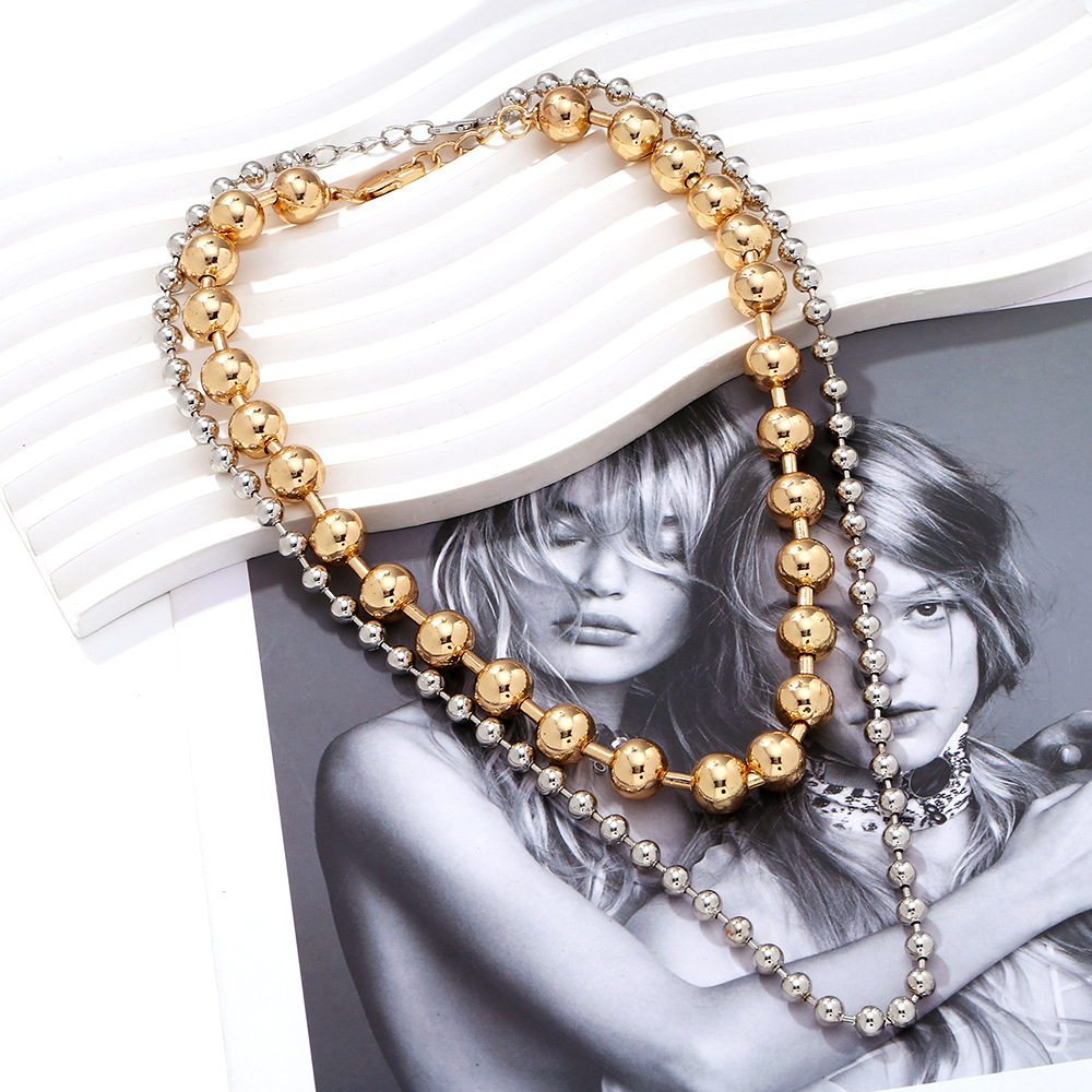 Geometric Pattern Simple Style Streetwear Geometric Iron Ball Chain Beaded Necklaces Wholesale