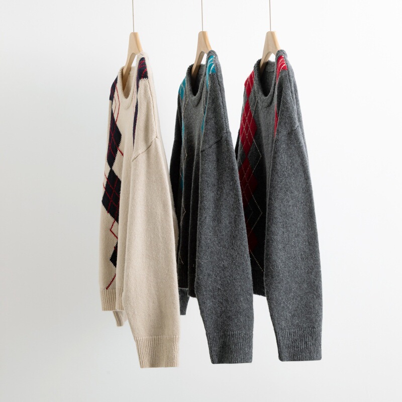 Diamond Pattern Snowflake Velvet Sweater Cashmere-Like Feel, Skin-Friendly, Soft and Warm Korean Style Lazy Women's Tops for Autumn and Winter