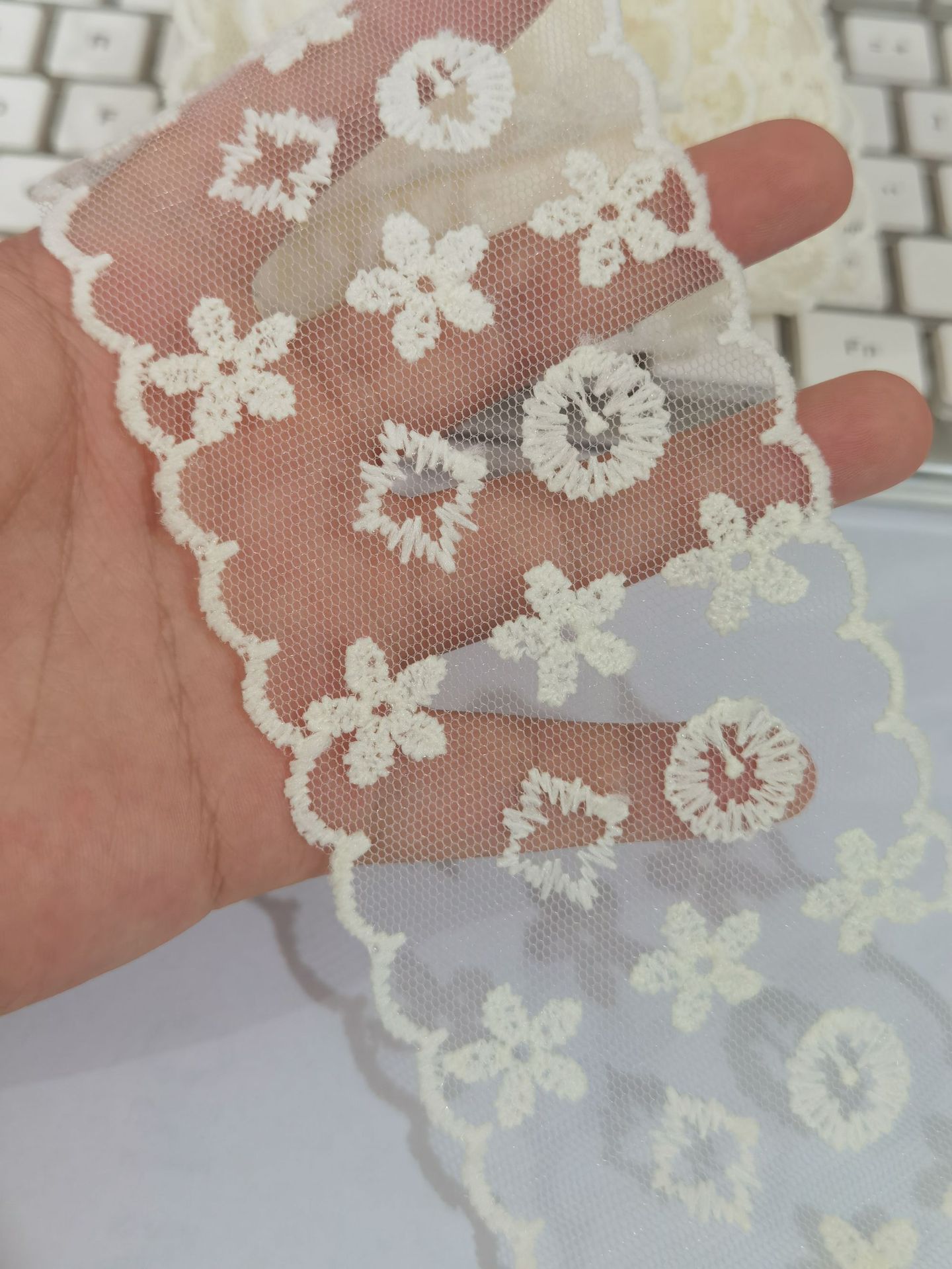 透明レースウェビングメッシュ刺繍ミルクシルク DIY リボンヘアアクセサリー花包装衣類アクセサリー