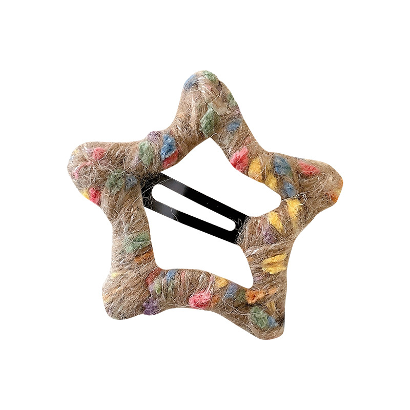 Invierno de alto nivel de sensación de peluche de estrellas de peluche al por mayor simple no daña el cabello de los niños en el lado de la pestaña de cabello